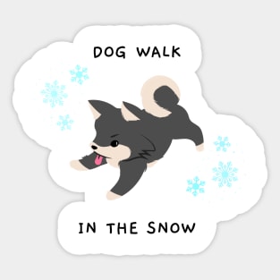 Dog Walk In The Snow Sticker